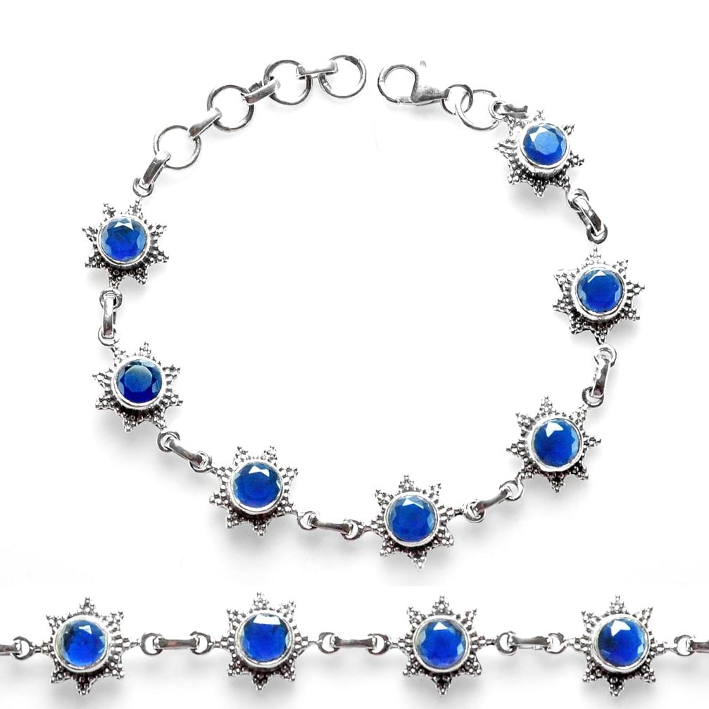 9.57cts blue sapphire (lab) 925 sterling silver tennis bracelet p68021