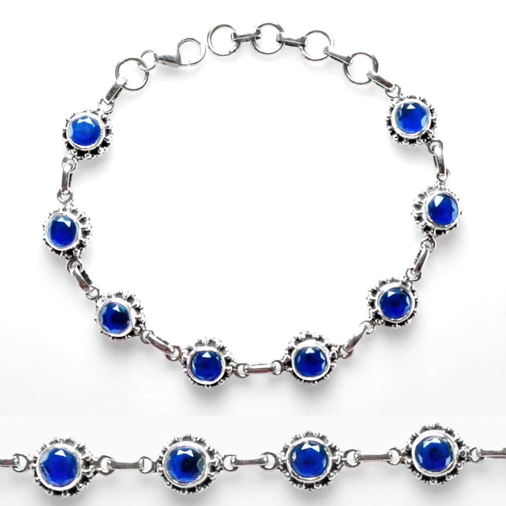 10.79cts blue sapphire (lab) 925 sterling silver tennis bracelet p68023