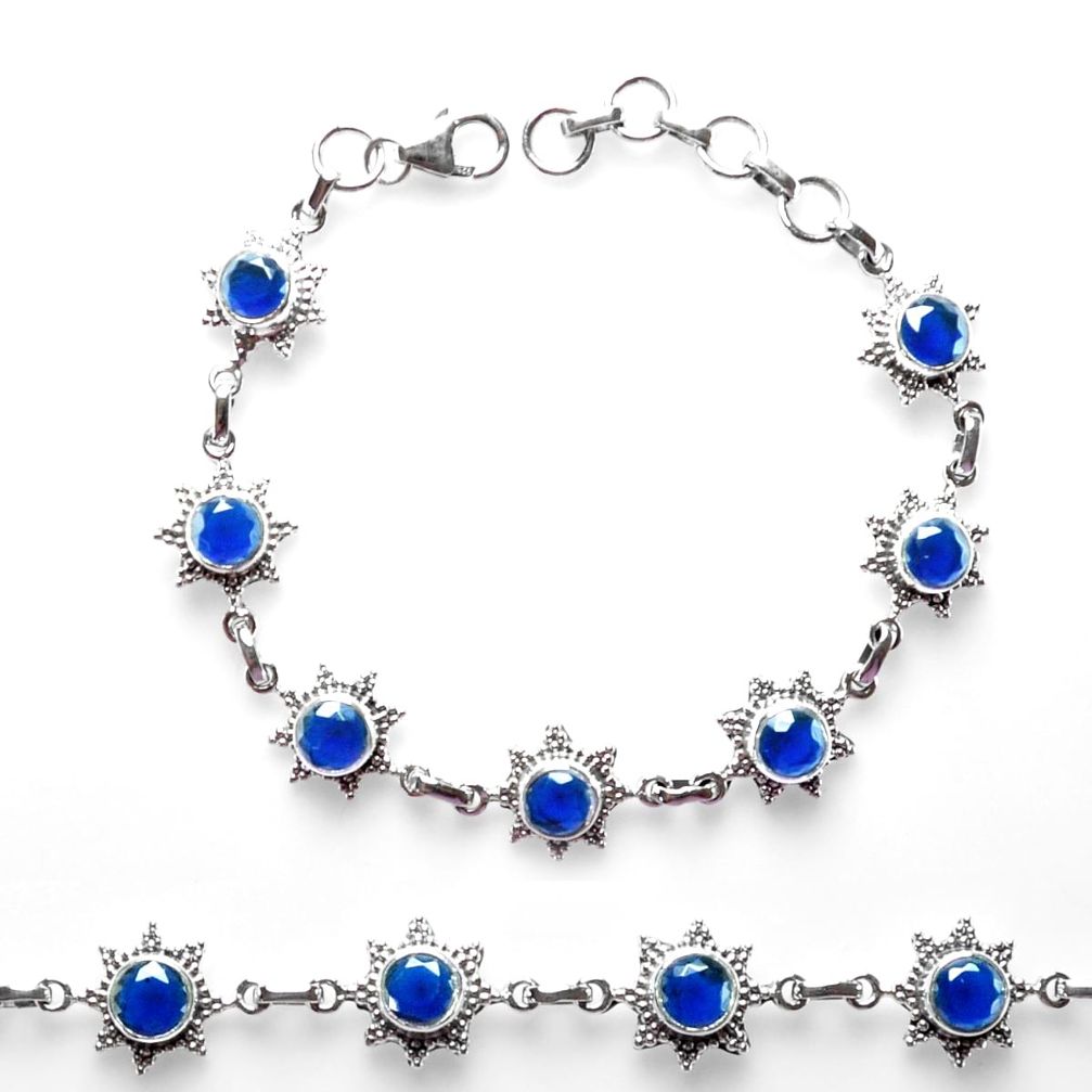 9.26cts blue sapphire (lab) 925 sterling silver tennis bracelet p68025