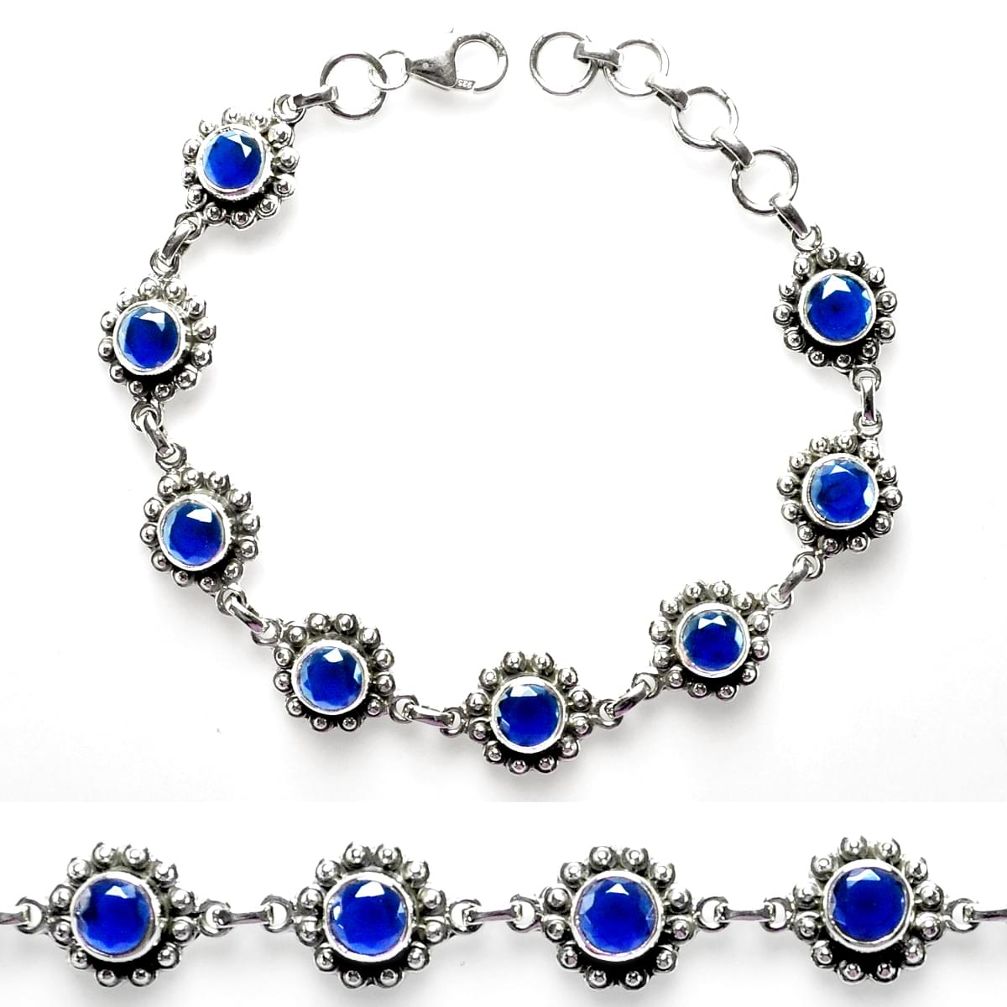 10.79cts blue sapphire (lab) 925 sterling silver tennis bracelet p68027