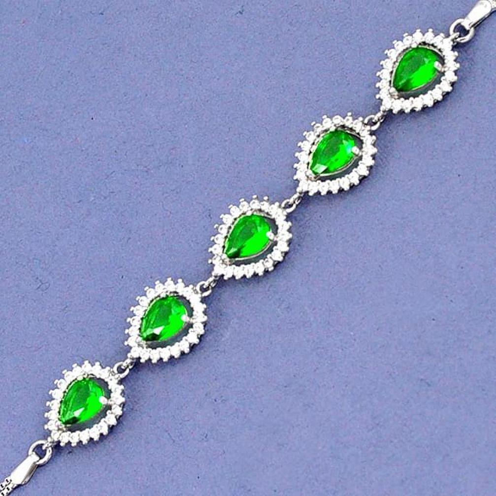 EXOTIC GREEN RUSSIAN NANO EMERALD TOPAZ 925 STERLING SILVER BRACELET H42693