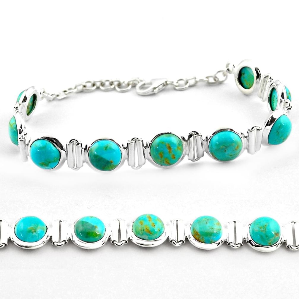 24.74cts green arizona mohave turquoise 925 silver tennis bracelet p81447