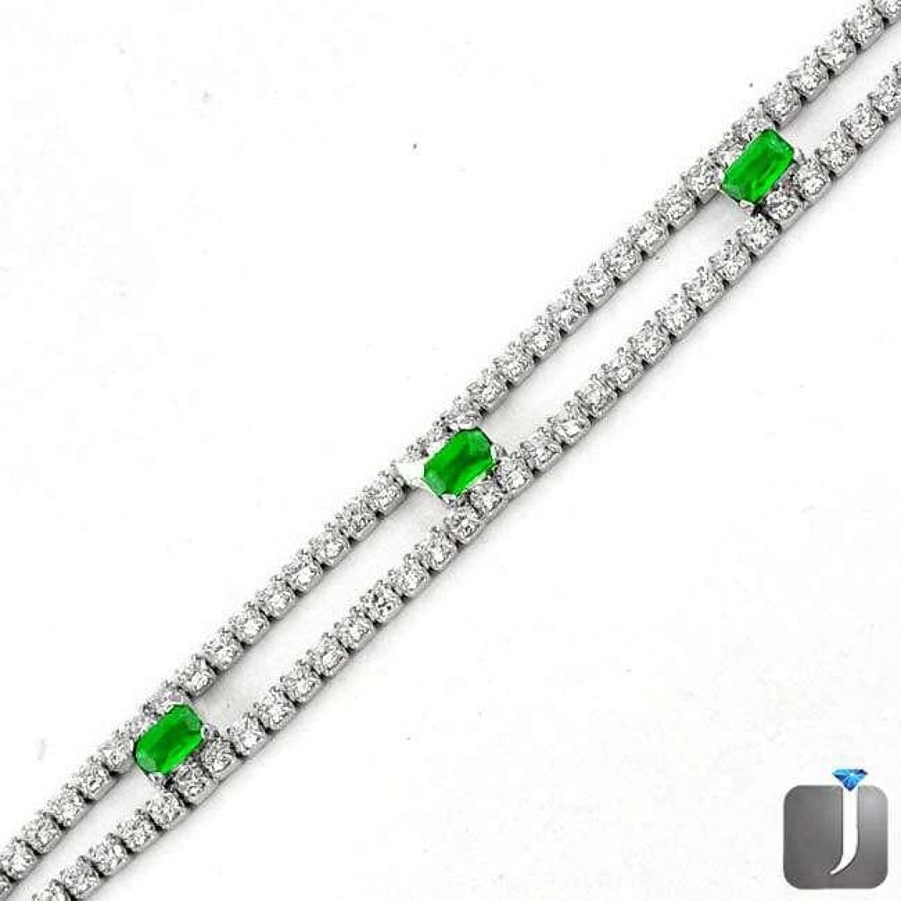 GREEN RUSSIAN NANO EMERALD TOPAZ 925 STERLING SILVER BRACELET JEWELRY G80080