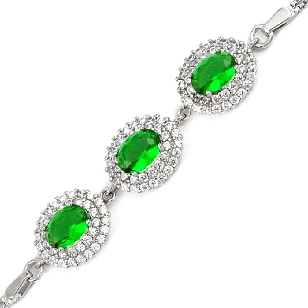 Green russian nano emerald topaz 925 sterling silver bracelet jewelry h46021