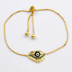 925 silver 1.22cts adjustable evil eye talismans gold bracelet jewelry y83715