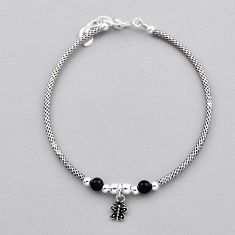925 silver 1.12cts adjustable natural black onyx beads butterfly bracelet n20325