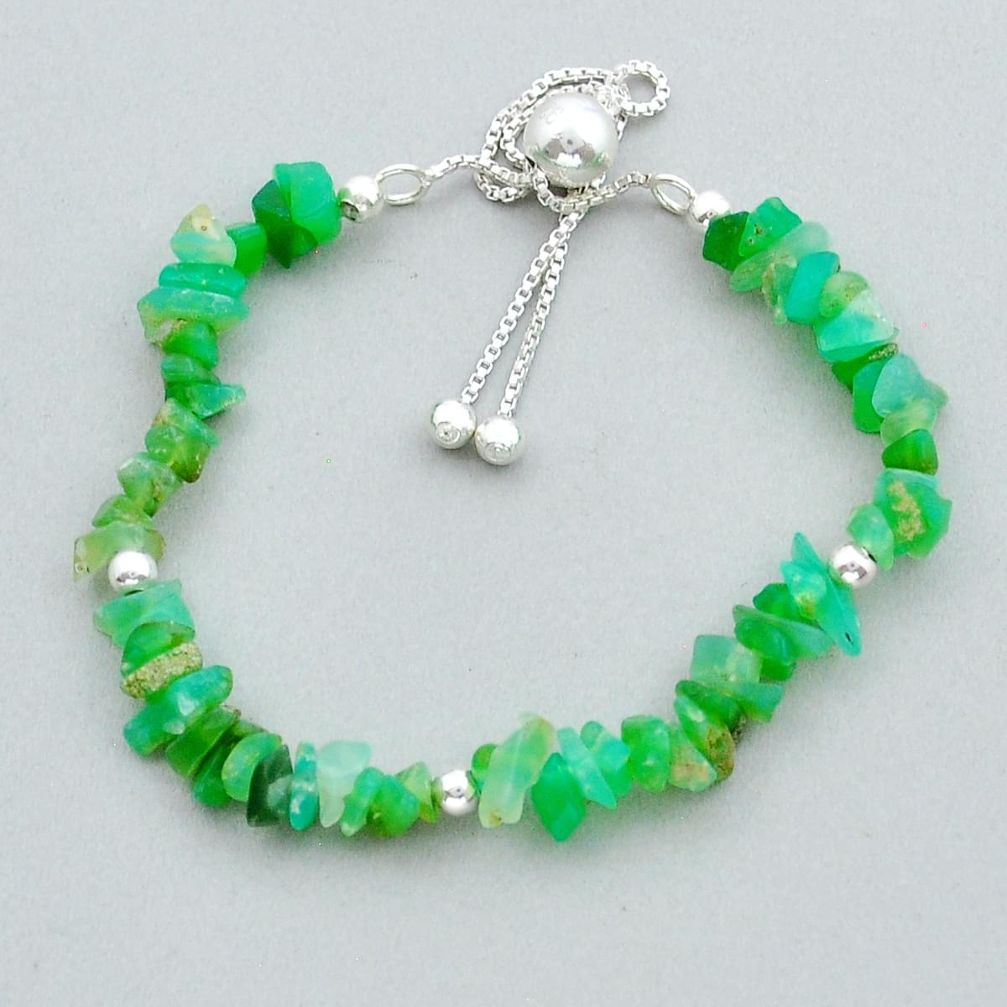 925 silver 13.15cts adjustable natural green chrysoprase tennis bracelet y14660