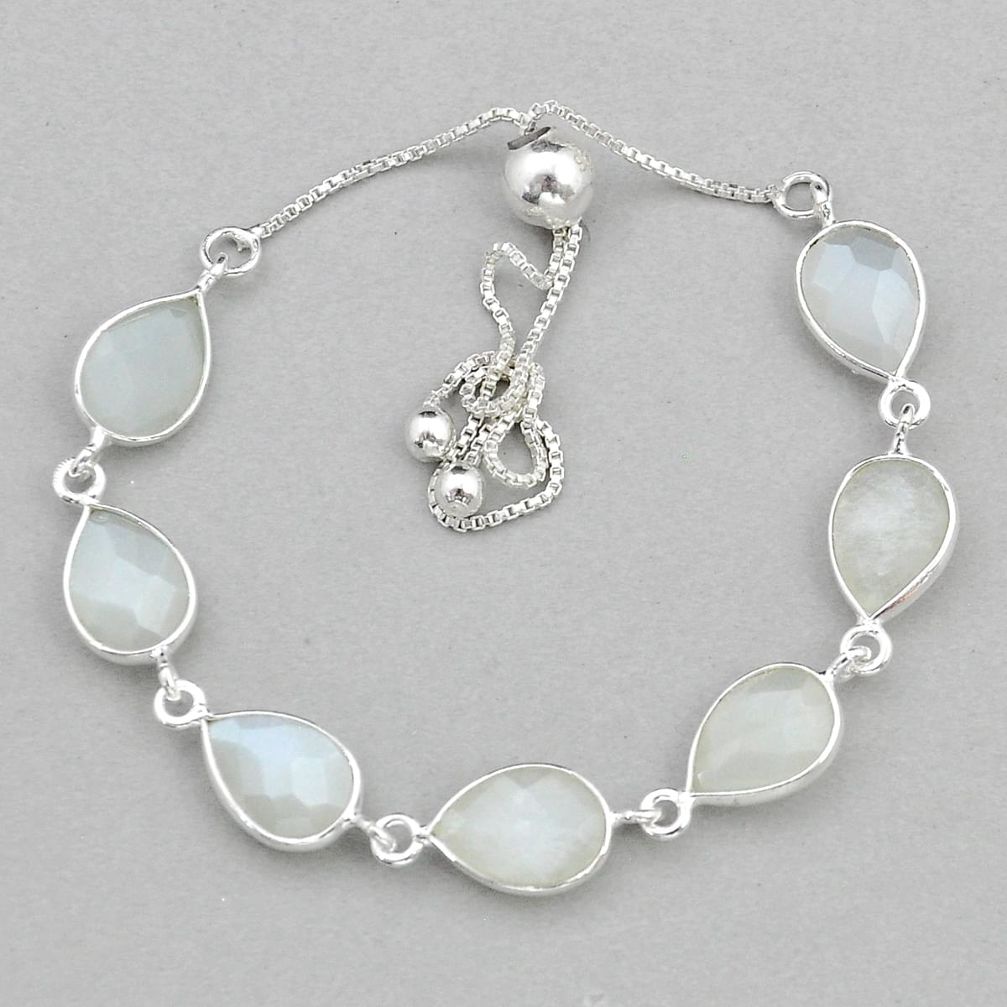 925 silver 15.23cts adjustable natural grey moonstone tennis bracelet u92954