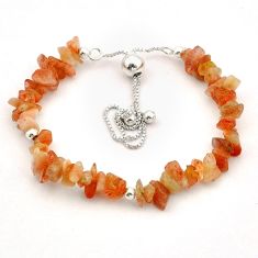 925 silver 21.41cts adjustable natural orange sunstone rough bracelet y1086