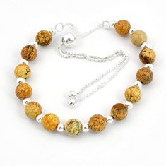 925 silver 18.40cts adjustable picture jasper quartz beads bracelet u30190