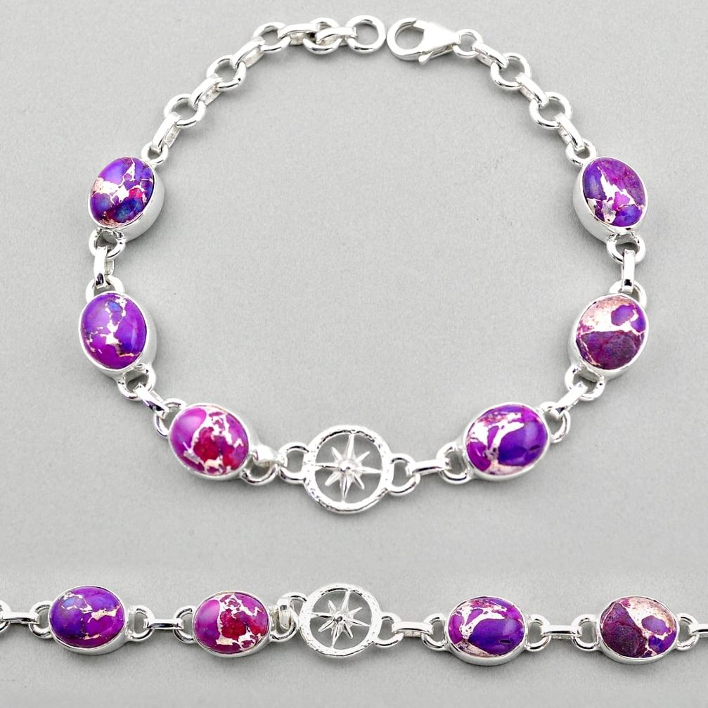 925 silver 26.71cts amulet star purple copper turquoise oval bracelet t89585