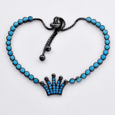 925 silver 10.00cts black rhodium blue sleeping beauty turquoise bracelet y83720
