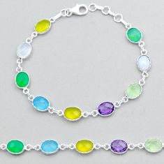 925 silver 16.88cts checker cut amethyst moonstone chalcedony bracelet y14711