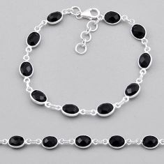 925 silver 17.76cts checker cut natural black onyx oval tennis bracelet n32636