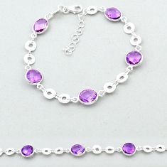 925 silver 12.07cts checker cut natural purple amethyst tennis bracelet u35551