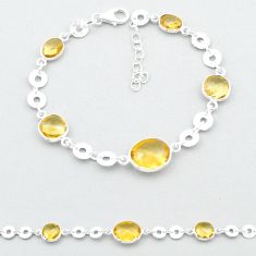 925 silver 13.93cts checker cut natural yellow citrine tennis bracelet u35560