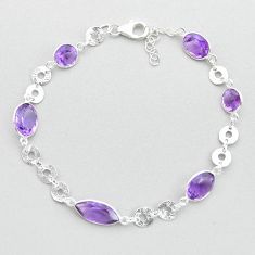 925 silver 15.18cts faceted natural purple amethyst tennis bracelet u64353