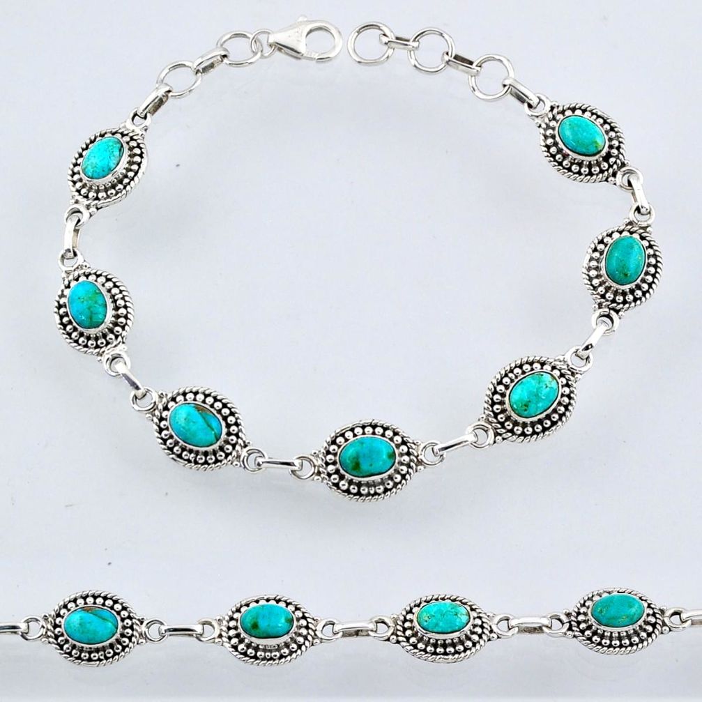 925 silver 9.01cts green arizona mohave turquoise tennis bracelet r54937