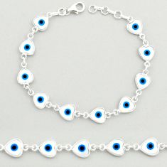 925 silver 18.36cts heart blue evil eye talismans tennis bracelet jewelry u26395