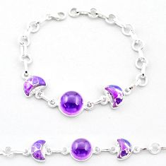 925 silver 12.63cts moon natural amethyst copper turquoise bracelet u37714