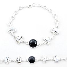925 silver 19.94cts moon natural black onyx round dendrite opal bracelet u37719