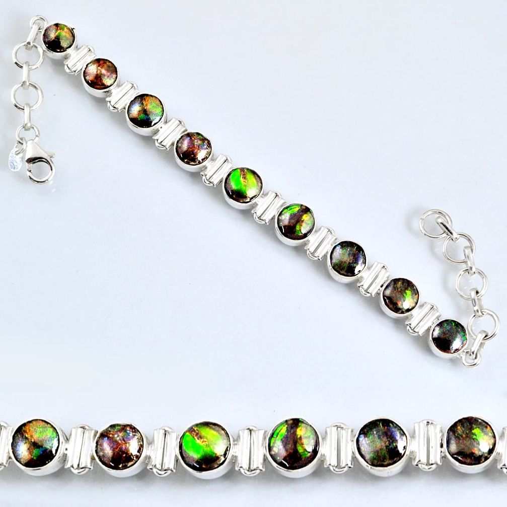 925 silver 23.44cts natural ammolite (canadian) oval tennis bracelet r60925