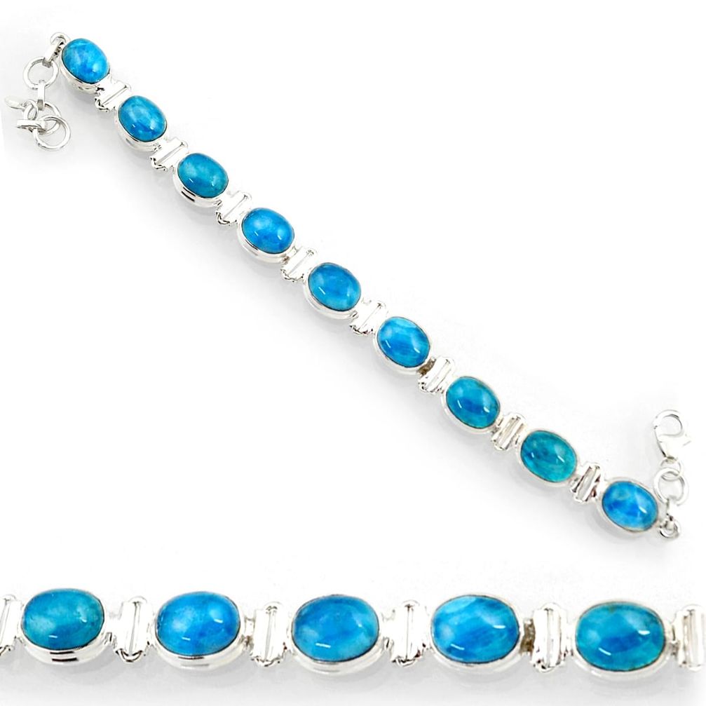 cts natural blue apatite (madagascar) tennis bracelet d44350