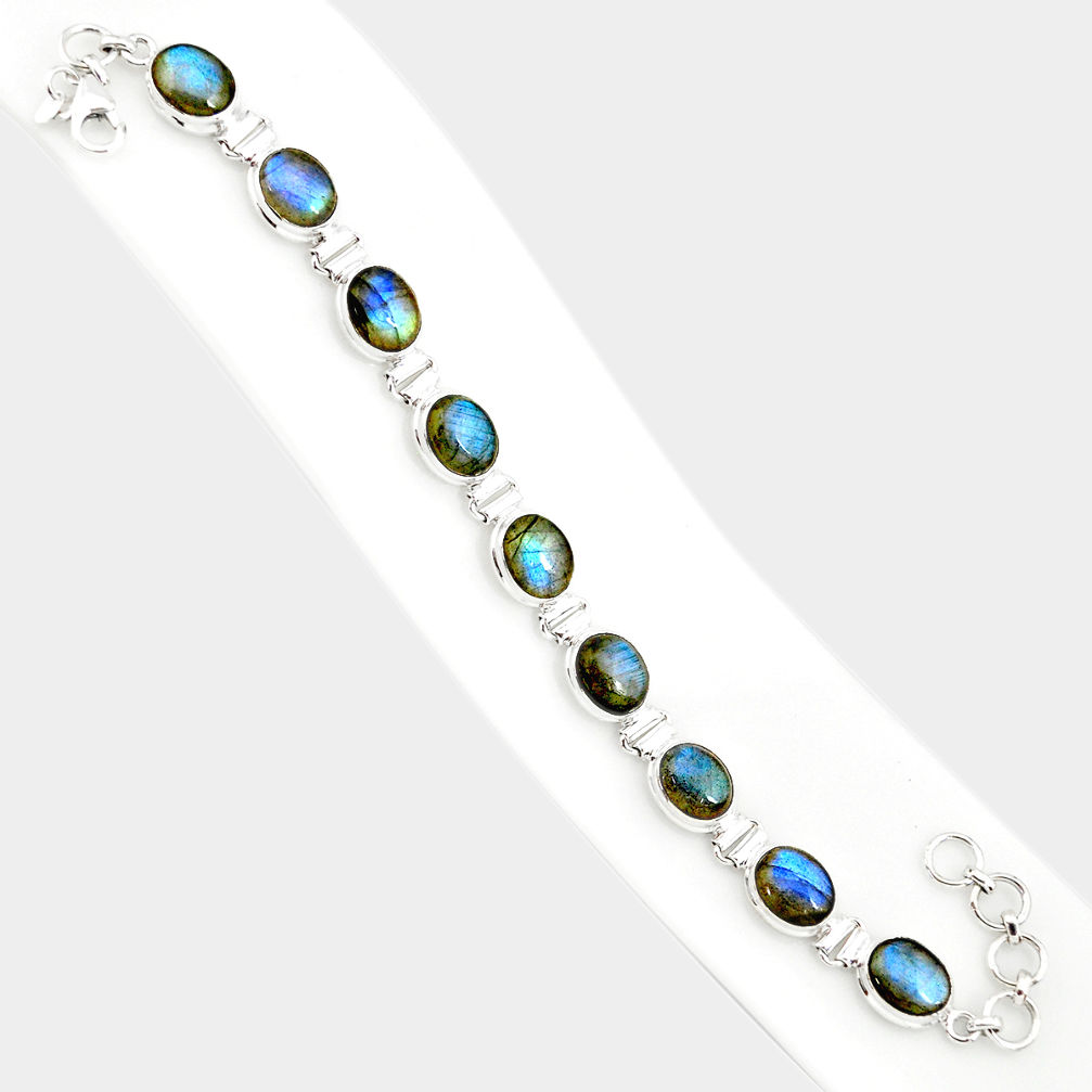 925 silver 36.96cts natural blue labradorite oval shape tennis bracelet r84304