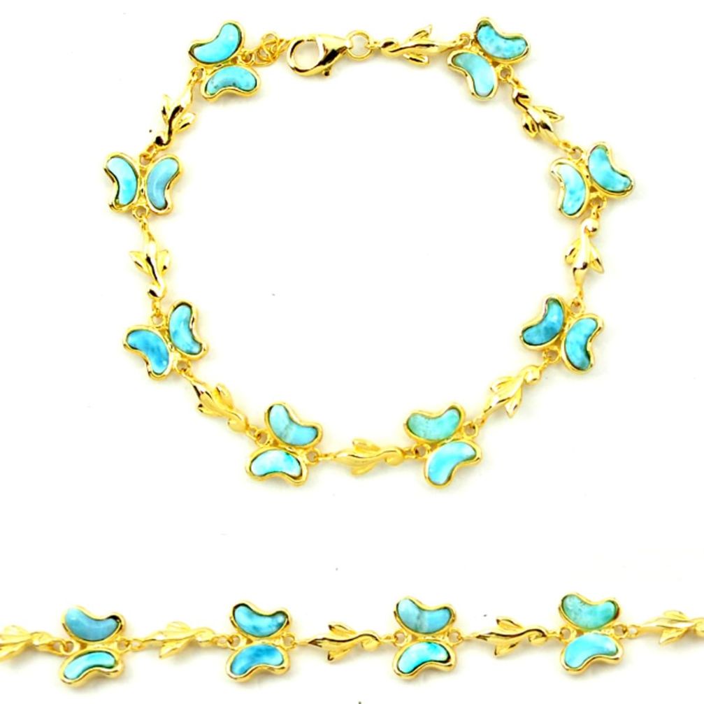 925 silver natural blue larimar 14k gold butterfly bracelet a63353 c13960