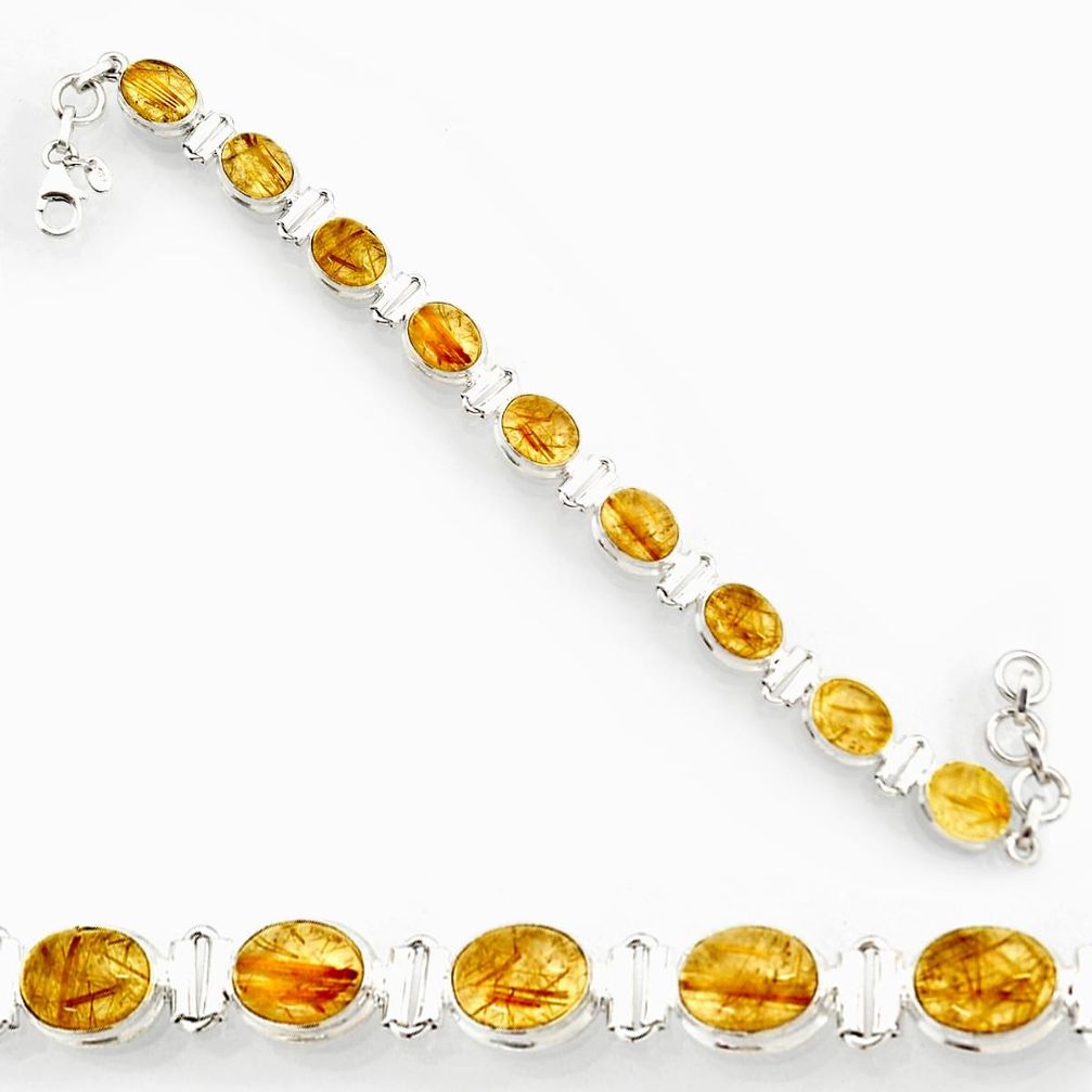 cts natural golden tourmaline rutile oval tennis bracelet d44376