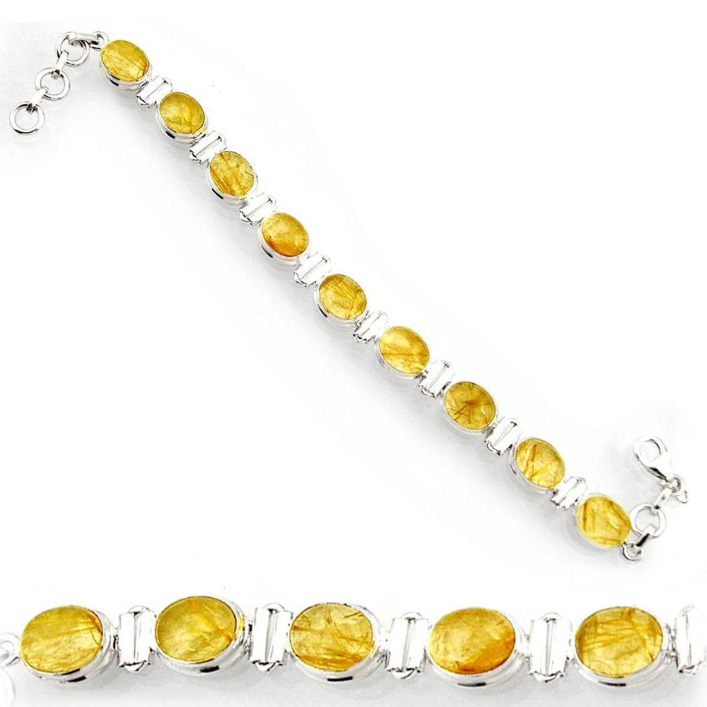 cts natural golden tourmaline rutile tennis bracelet d44390