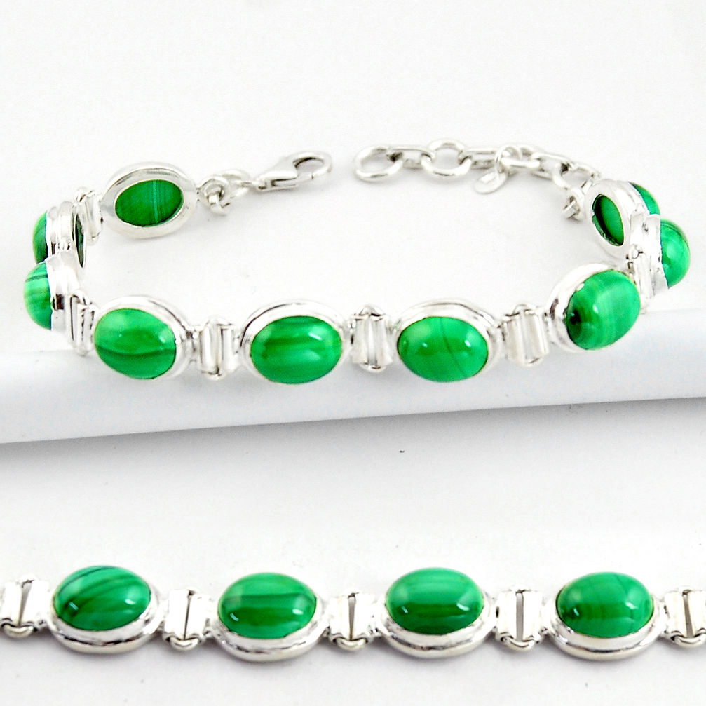 925 silver 39.91cts natural malachite (pilot's stone) tennis bracelet r39018