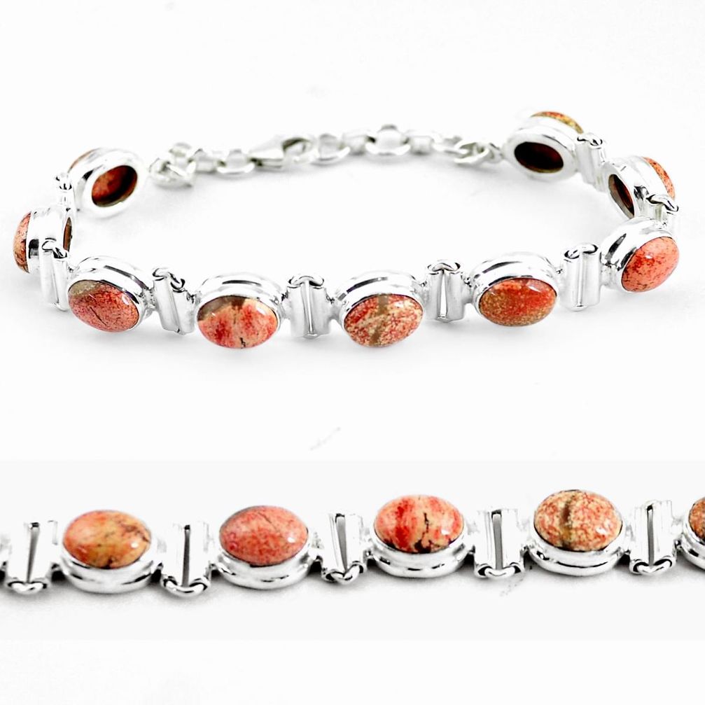 925 silver 29.84cts natural multi color brecciated jasper tennis bracelet p64498