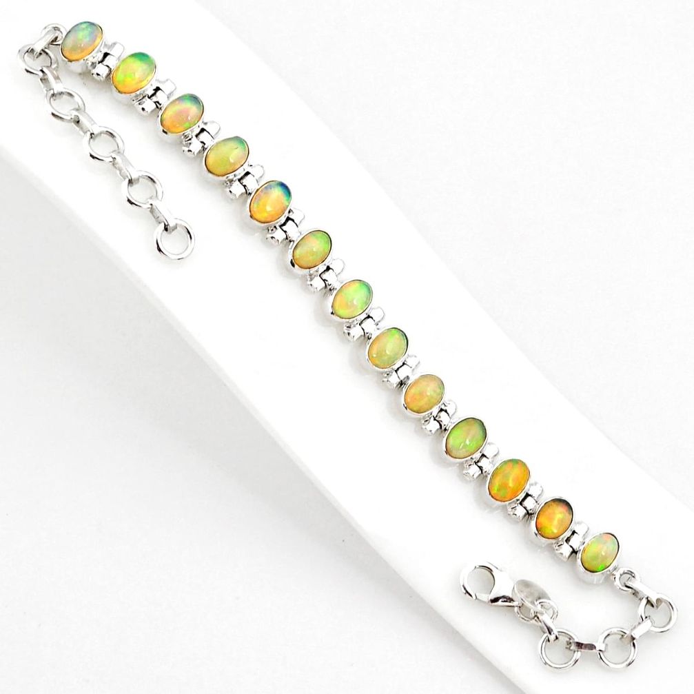 925 silver 20.57cts natural multi color ethiopian opal tennis bracelet r75264