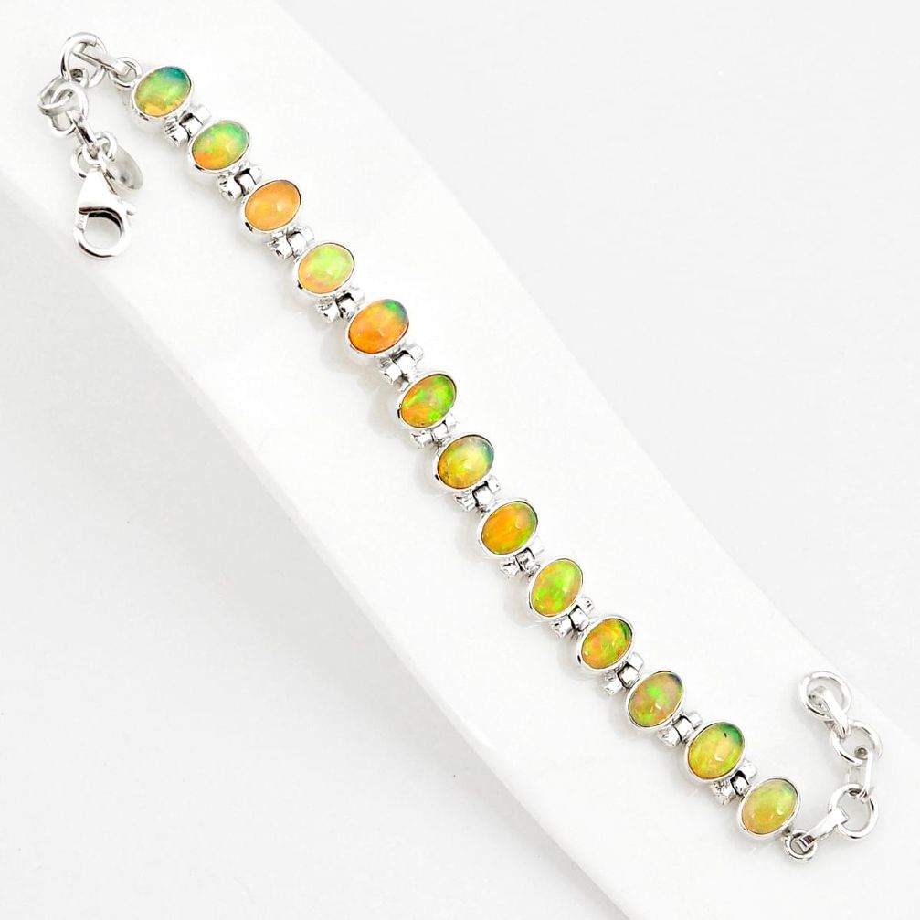 925 silver 19.04cts natural multi color ethiopian opal tennis bracelet r75268