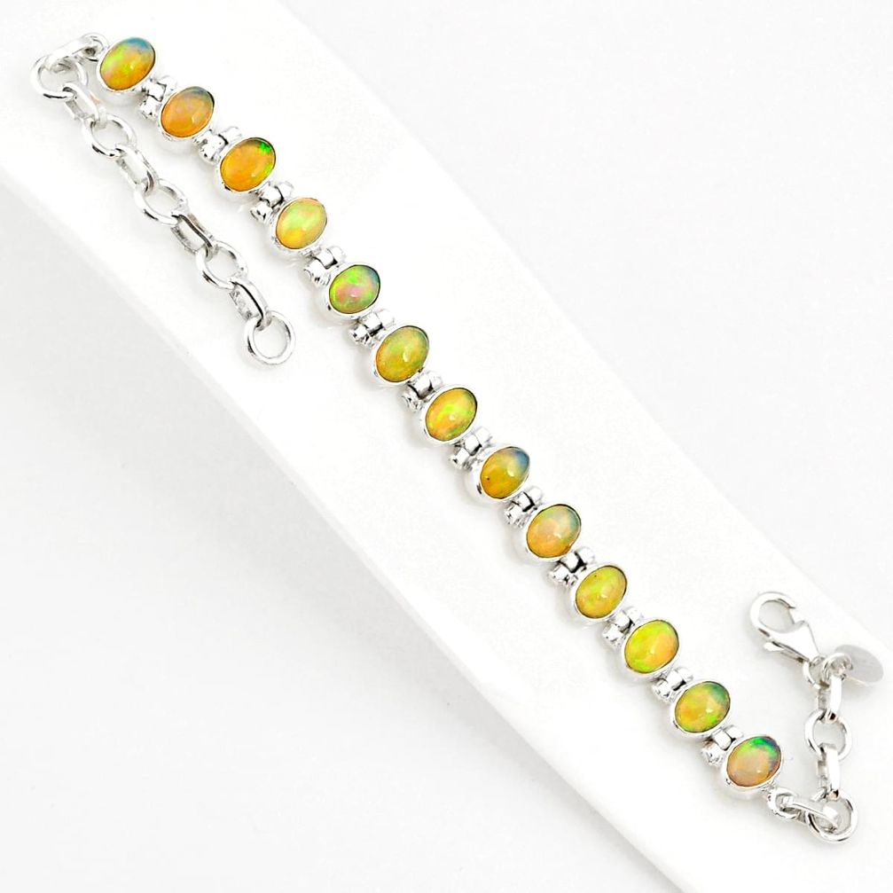 925 silver 19.89cts natural multi color ethiopian opal tennis bracelet r75270