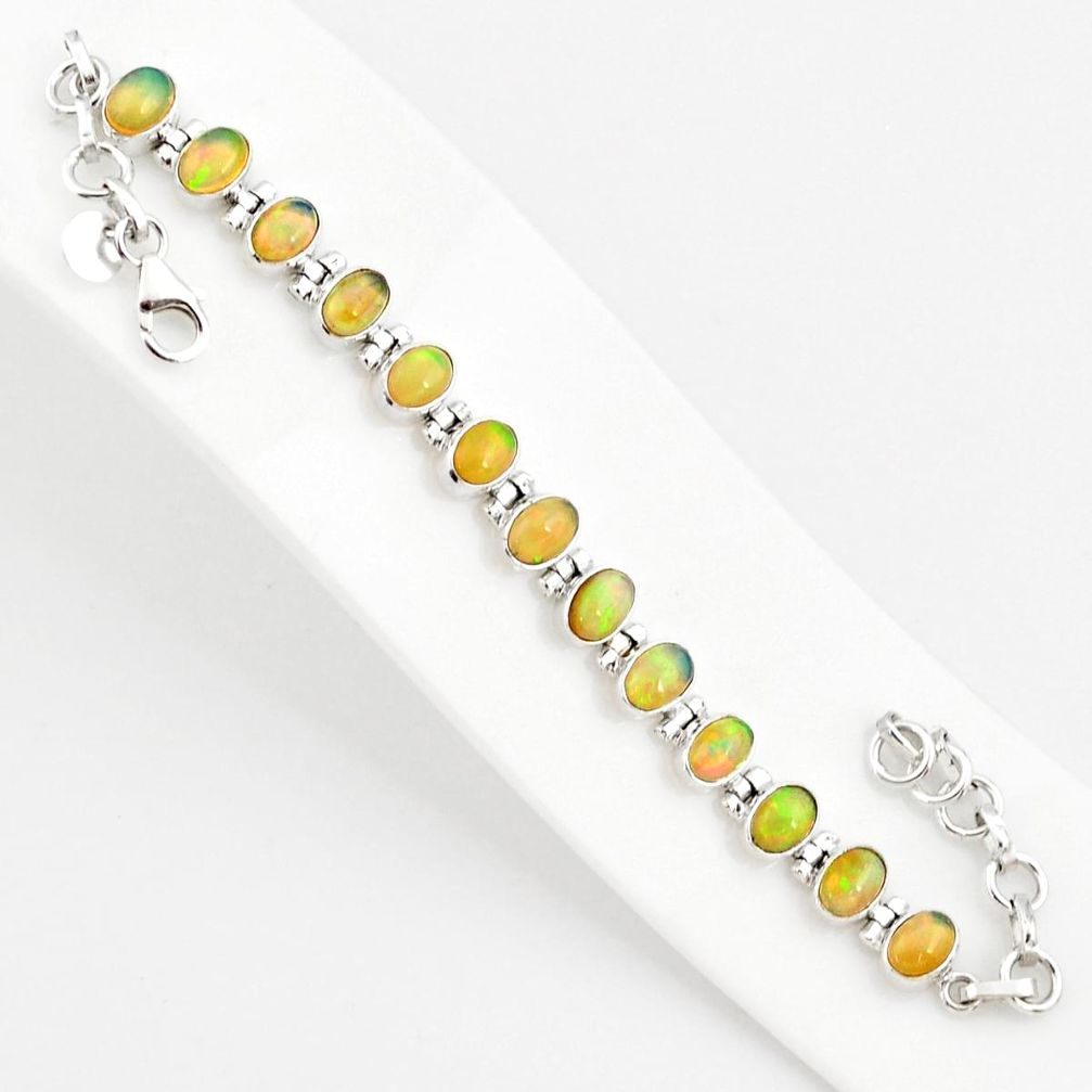 925 silver 20.22cts natural multi color ethiopian opal tennis bracelet r75274