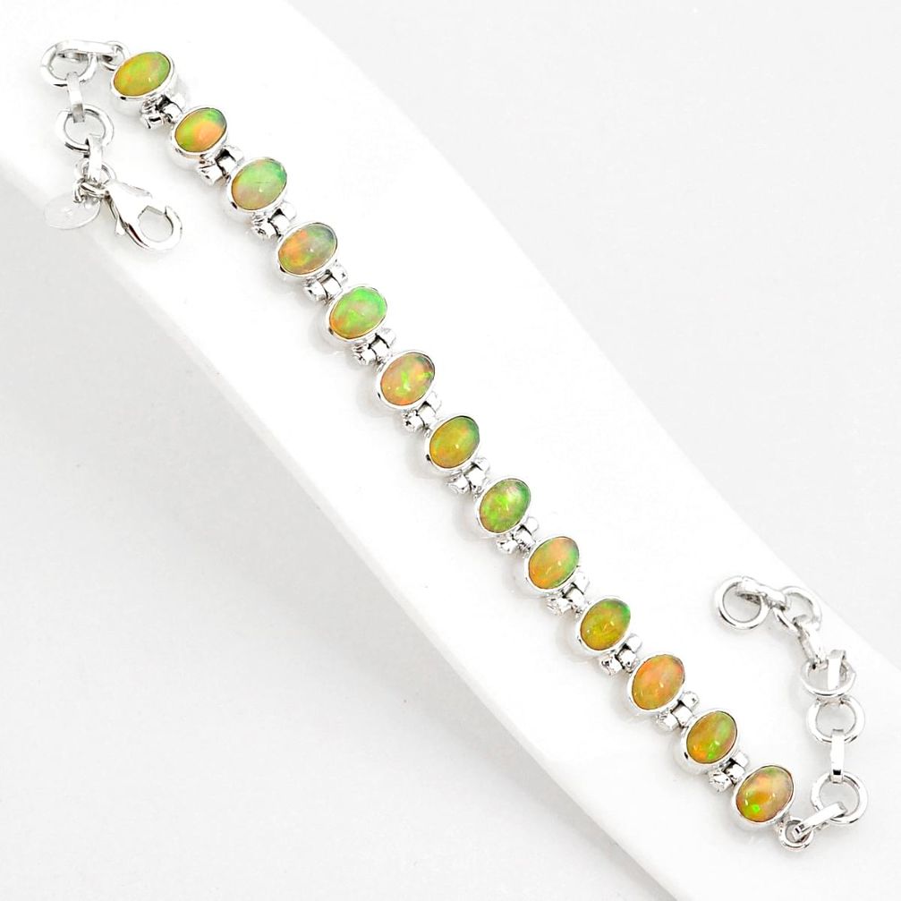925 silver 19.89cts natural multi color ethiopian opal tennis bracelet r75279