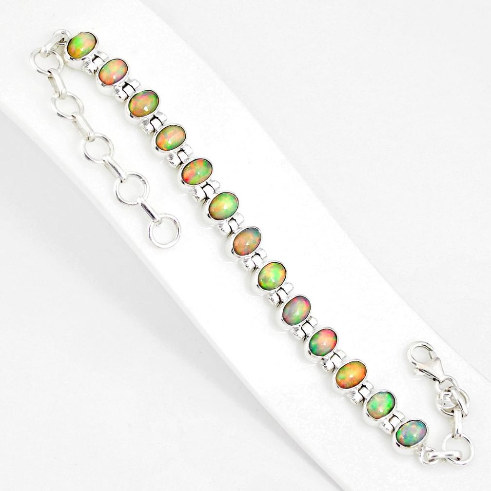 925 silver 21.04cts natural multi color ethiopian opal tennis bracelet r76229