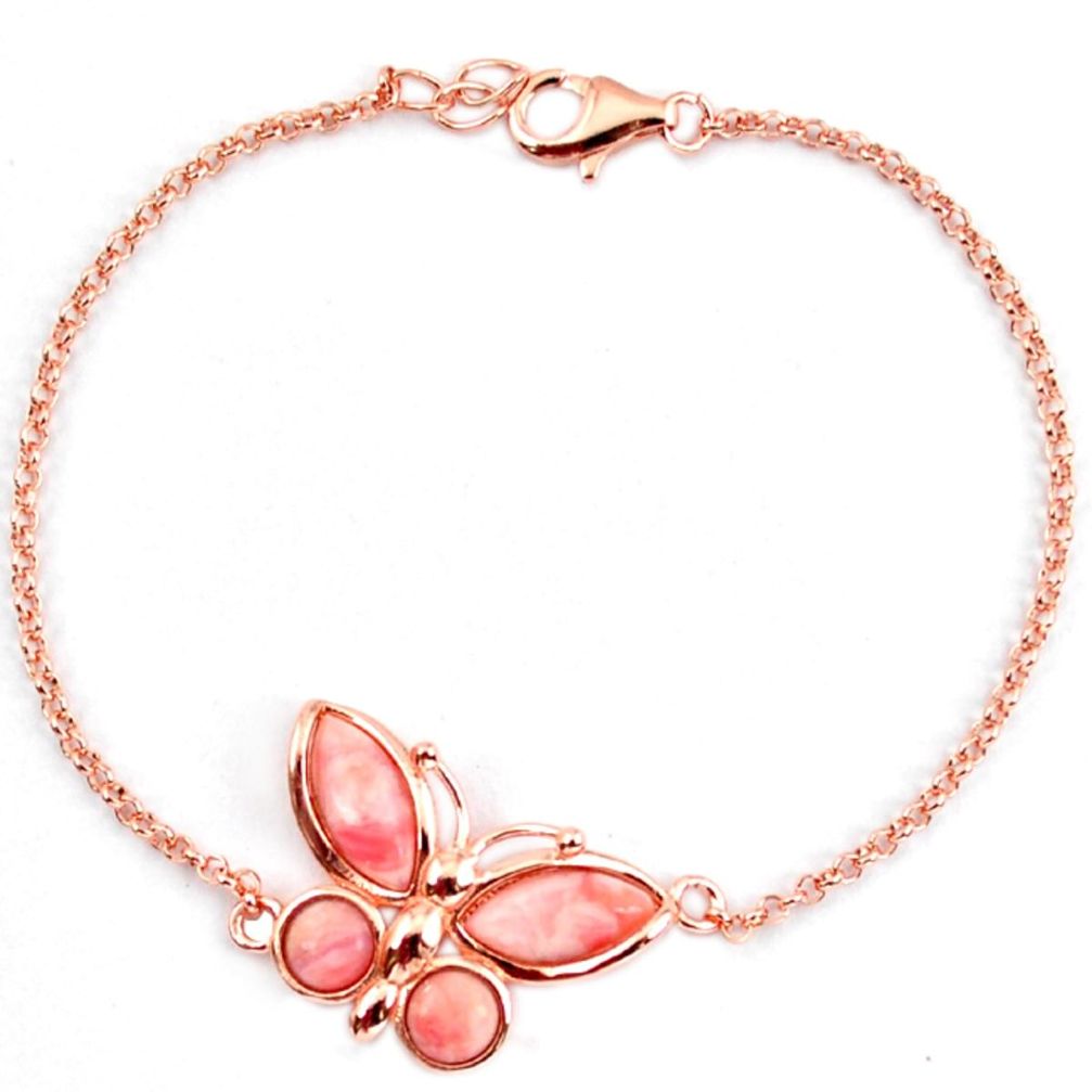 925 silver natural pink opal 14k rose gold butterfly bracelet a59377 c13944