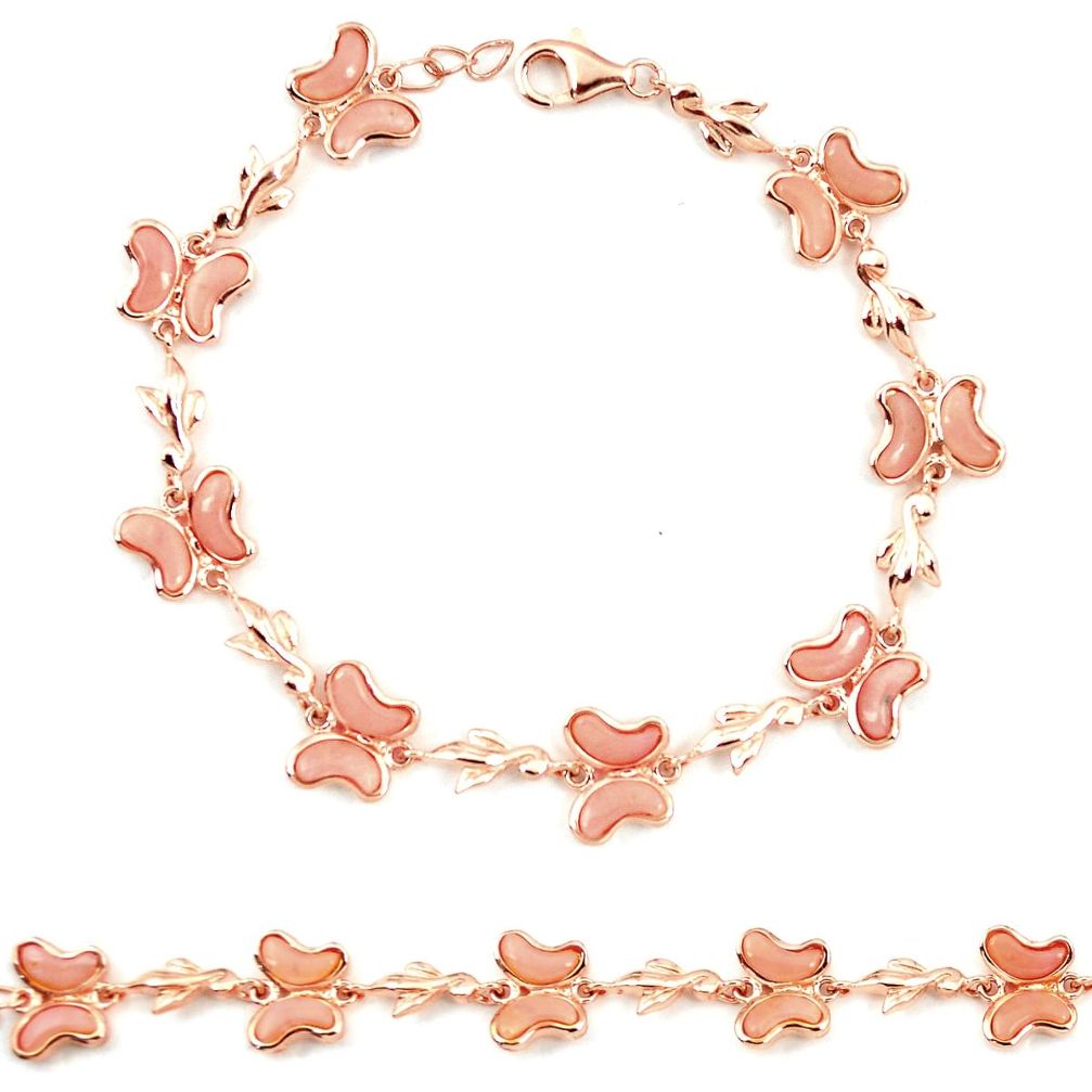 925 silver natural pink opal 14k rose gold butterfly bracelet a76022 c13956