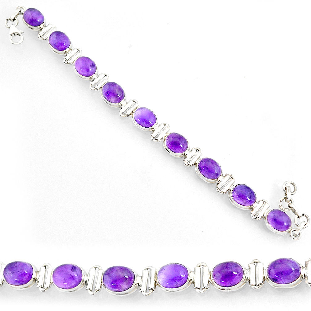 925 silver 35.51cts natural purple amethyst oval shape tennis bracelet r72987