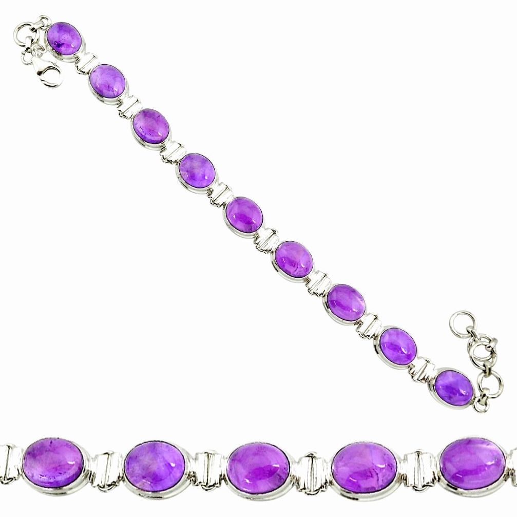 925 silver 37.02cts natural purple amethyst oval shape tennis bracelet r84184