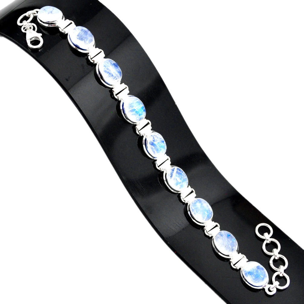 925 silver 37.86cts natural rainbow moonstone oval shape tennis bracelet r84324