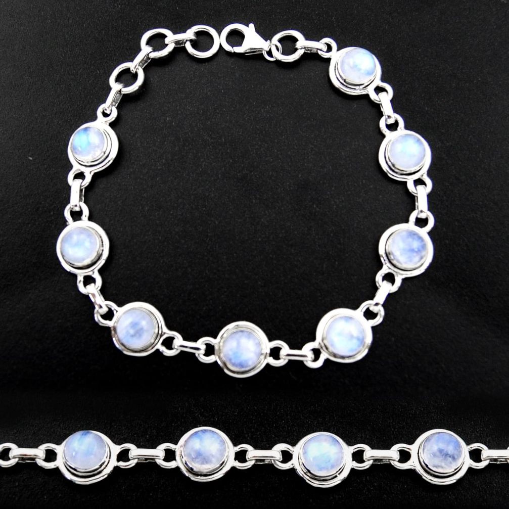 925 silver 18.24cts natural rainbow moonstone round tennis bracelet r40444