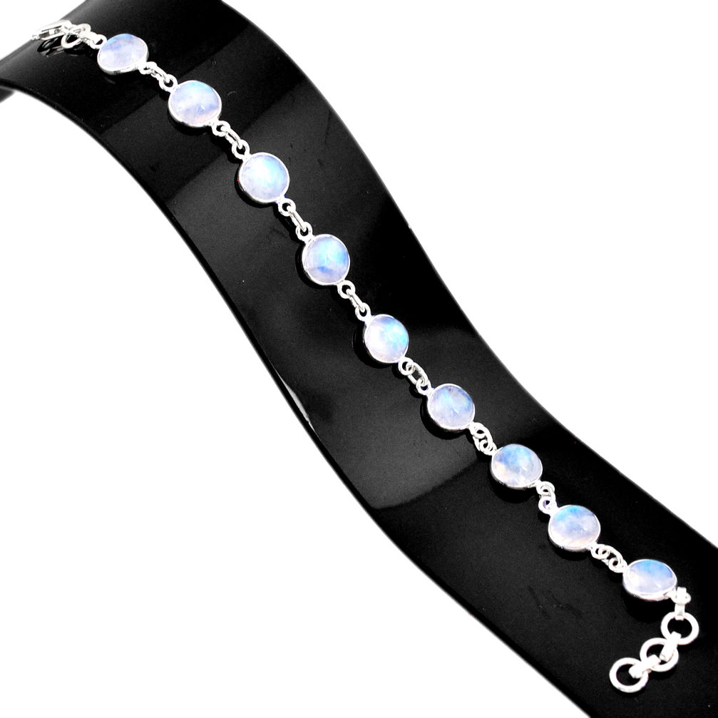 925 silver 24.33cts natural rainbow moonstone tennis bracelet jewelry r77399