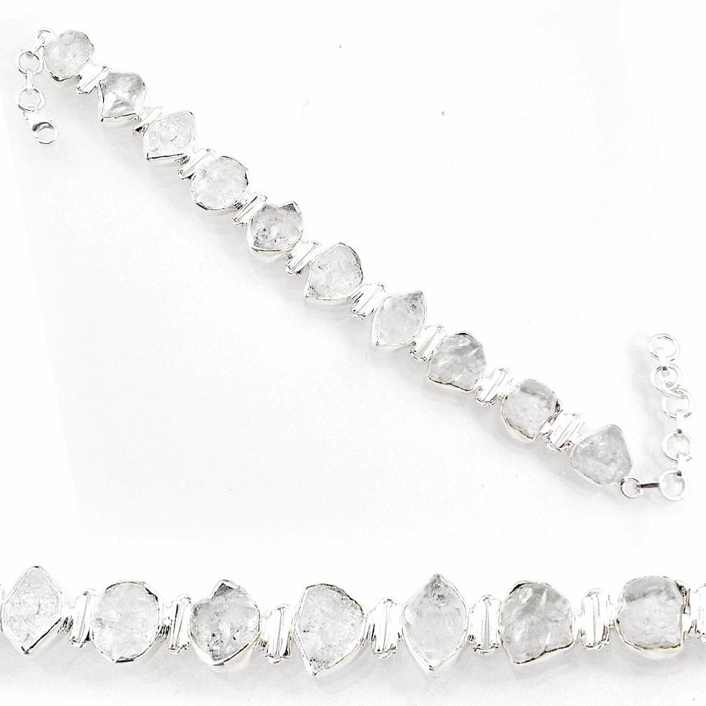 925 silver 57.34cts natural white herkimer diamond fancy bracelet r72990