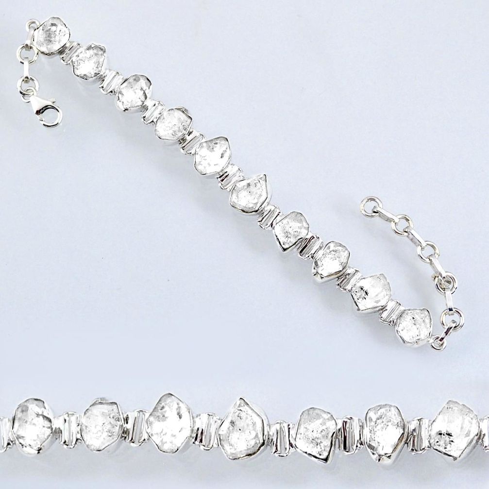 925 silver 43.25cts natural white herkimer diamond fancy tennis bracelet r61717