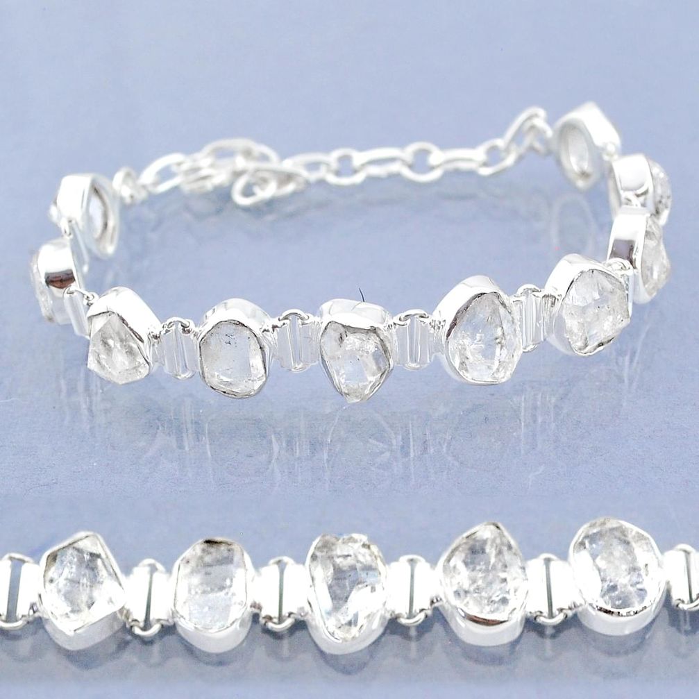 925 silver 37.97cts natural white herkimer diamond fancy tennis bracelet t6684