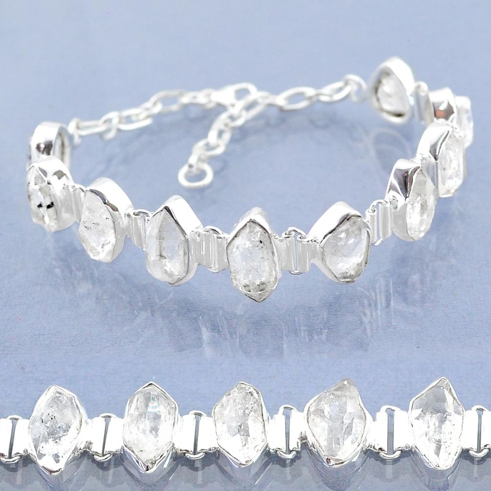 925 silver 42.37cts natural white herkimer diamond fancy tennis bracelet t6689